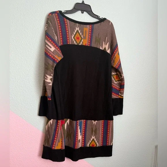 Vintage Southwestern Aztec Sweater Dress XL Boho Western Oversized Knit Tunic - Picture 7 of 7